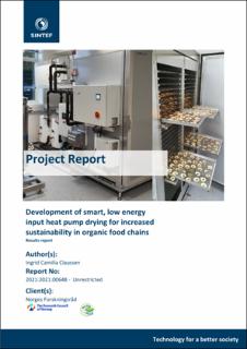 Development of smart, low energy input heat pump drying for increased sustainability in organic food chain